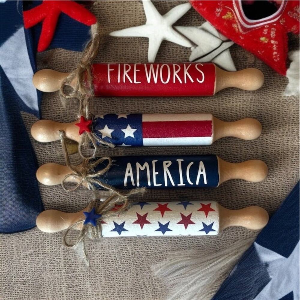 🆕Patriotic 4th of July| Memorial Day tiered tray set mini rolling pins